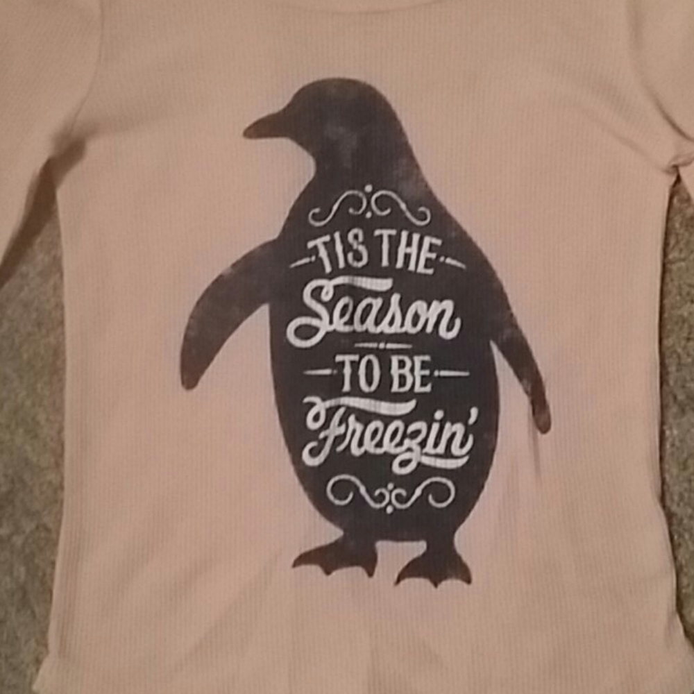 A pink penguin tis the season to be freezing shirt